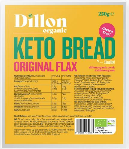 Ketoleipä, original 250 g, Dillon Organic